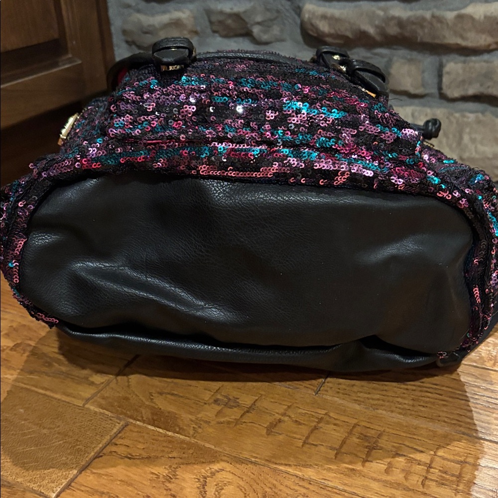NWOT VTG Juicy Couture Black and Pink Sequin Backpack - Picture 7 of 9
